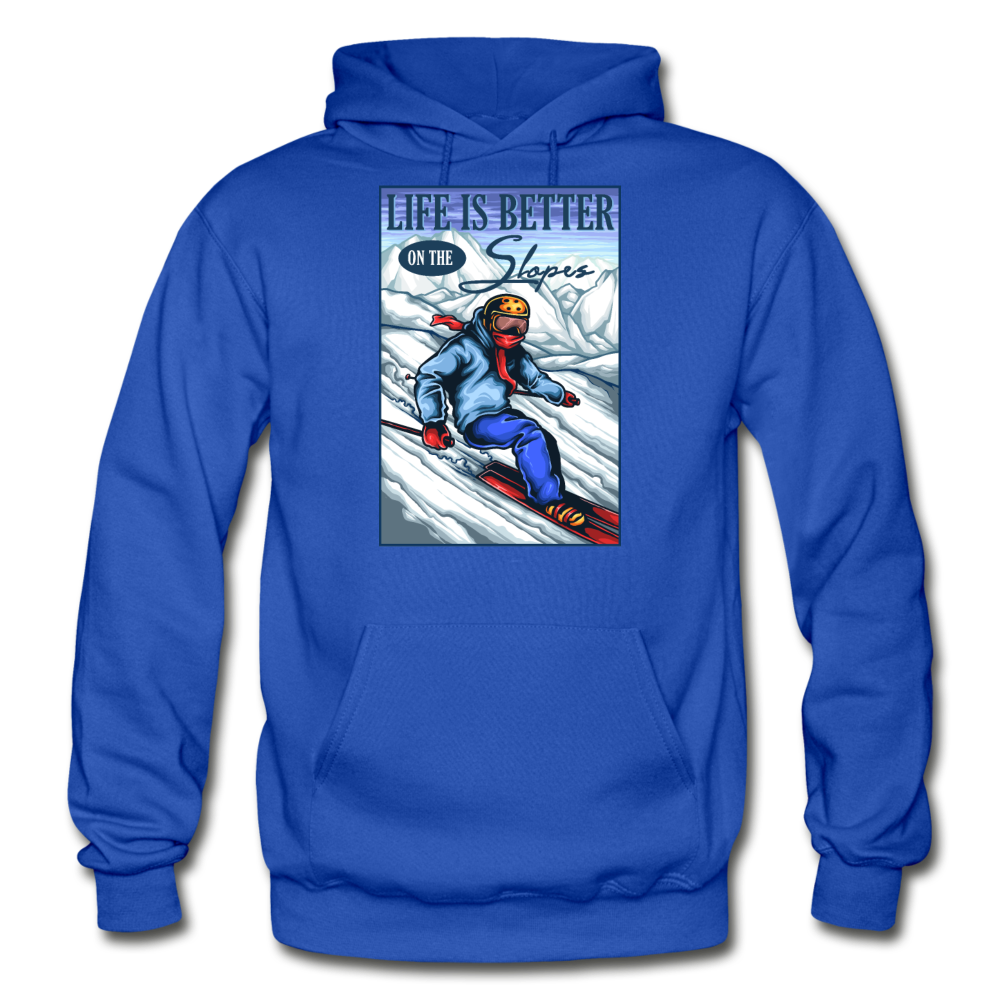 Life Is Better - Slopes - Gildan Heavy Blend Adult Hoodie - royal blue