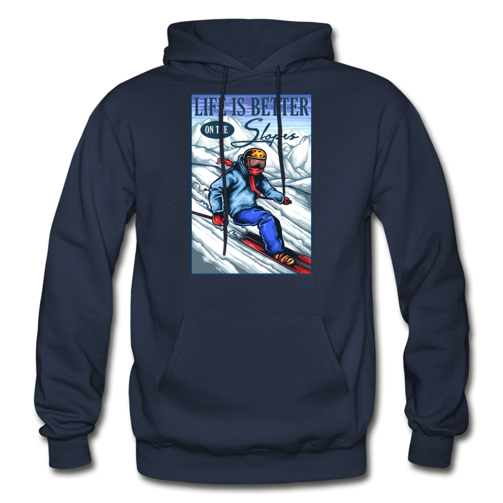 Life Is Better - Slopes - Gildan Heavy Blend Adult Hoodie - navy