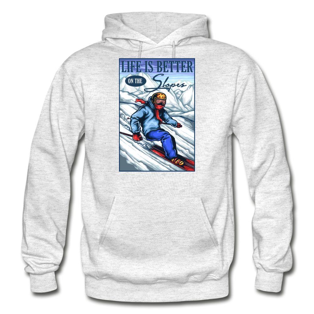 Life Is Better - Slopes - Gildan Heavy Blend Adult Hoodie - light heather gray