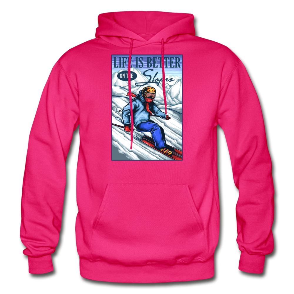 Life Is Better - Slopes - Gildan Heavy Blend Adult Hoodie - fuchsia