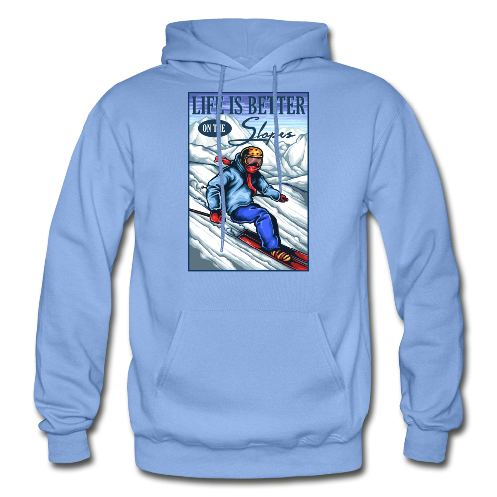 Life Is Better - Slopes - Gildan Heavy Blend Adult Hoodie - carolina blue