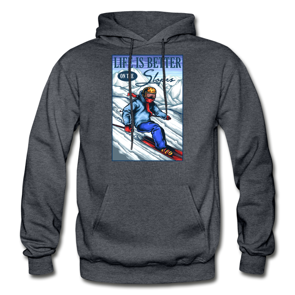 Life Is Better - Slopes - Gildan Heavy Blend Adult Hoodie - charcoal gray