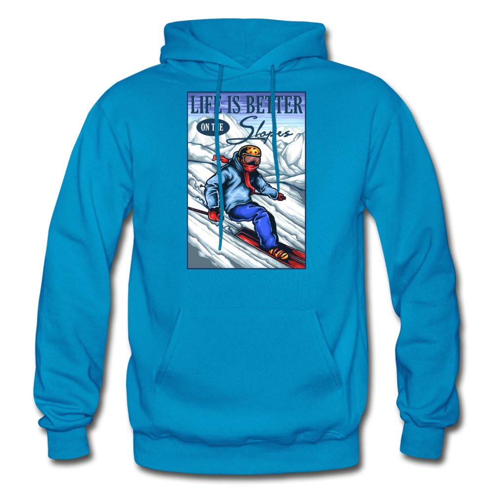 Life Is Better - Slopes - Gildan Heavy Blend Adult Hoodie - turquoise