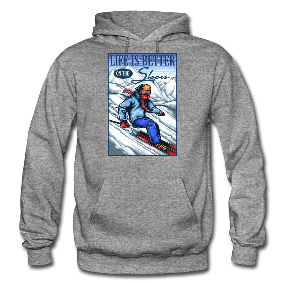 Life Is Better - Slopes - Gildan Heavy Blend Adult Hoodie - graphite heather