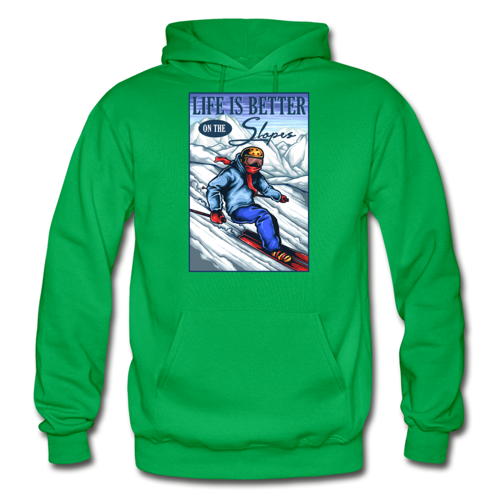 Life Is Better - Slopes - Gildan Heavy Blend Adult Hoodie - kelly green