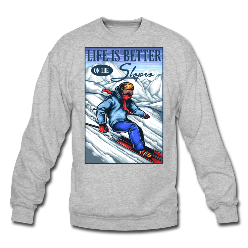 Life Is Better - Slopes - Crewneck Sweatshirt - heather gray