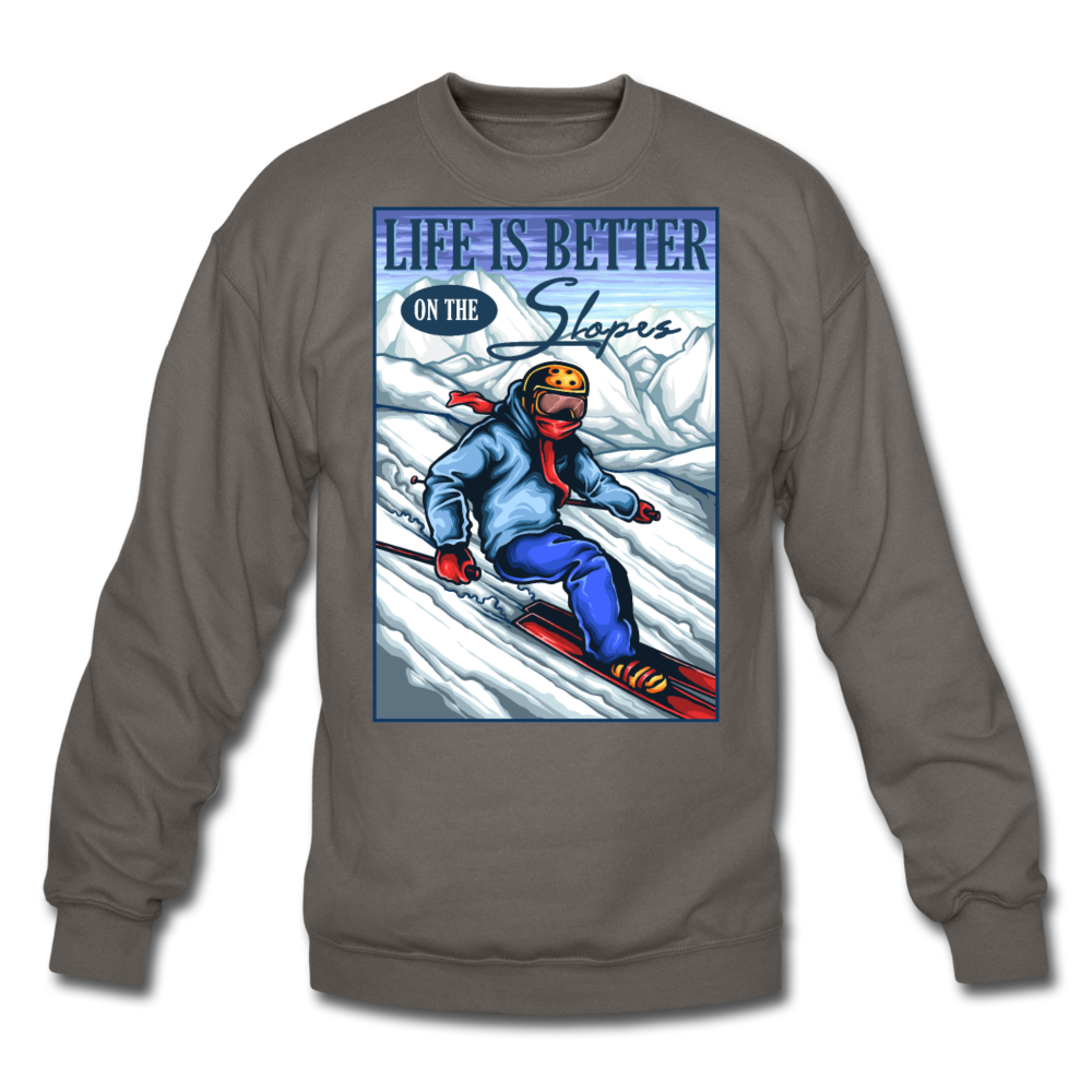 Life Is Better - Slopes - Crewneck Sweatshirt - asphalt gray