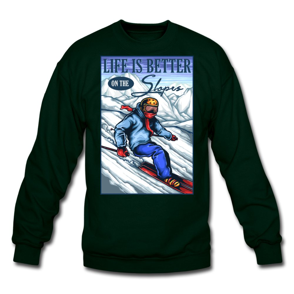 Life Is Better - Slopes - Crewneck Sweatshirt - forest green