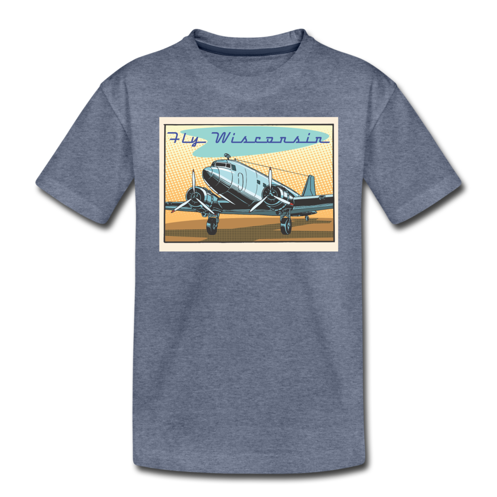 Fly Wisconsin - Toddler Premium T-Shirt - heather blue