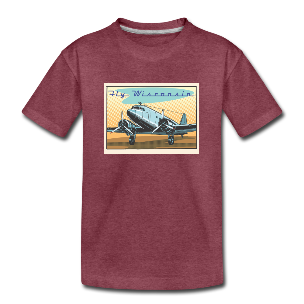 Fly Wisconsin - Kids' Premium T-Shirt - heather burgundy