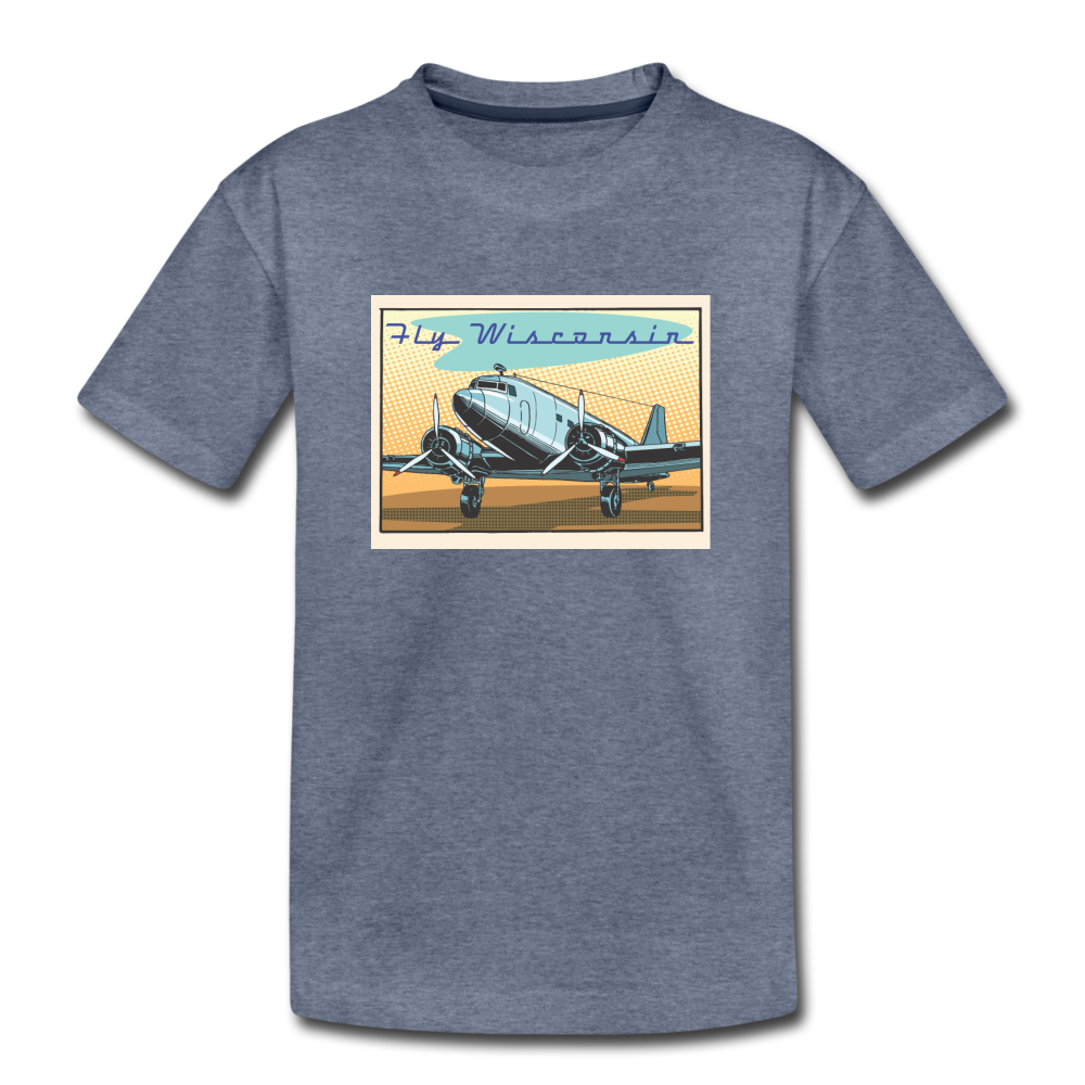 Fly Wisconsin - Kids' Premium T-Shirt - heather blue