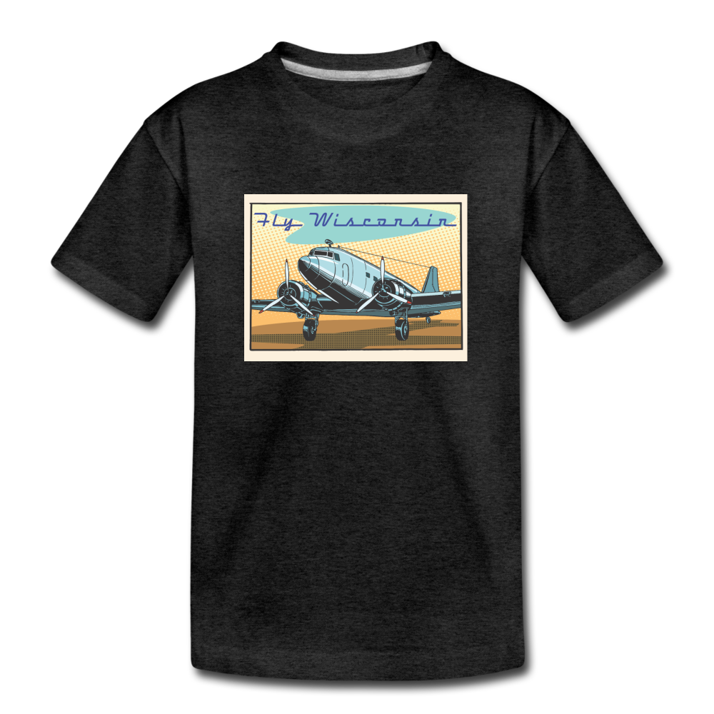 Fly Wisconsin - Kids' Premium T-Shirt - charcoal gray