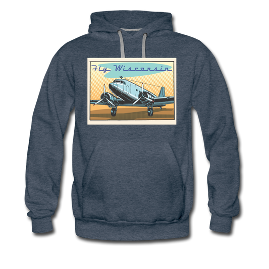 Fly Wisconsin - Men's Premium Hoodie - heather denim