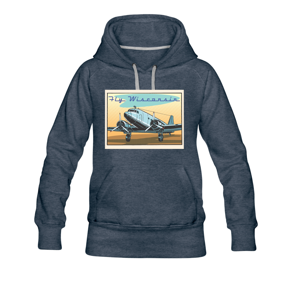 Fly Wisconsin - Women’s Premium Hoodie - heather denim