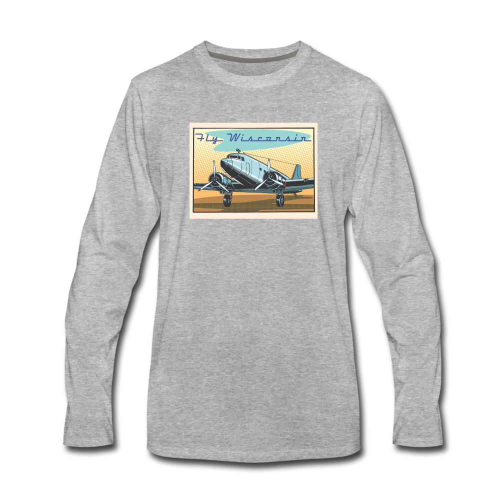 Fly Wisconsin - Men's Premium Long Sleeve T-Shirt - heather gray