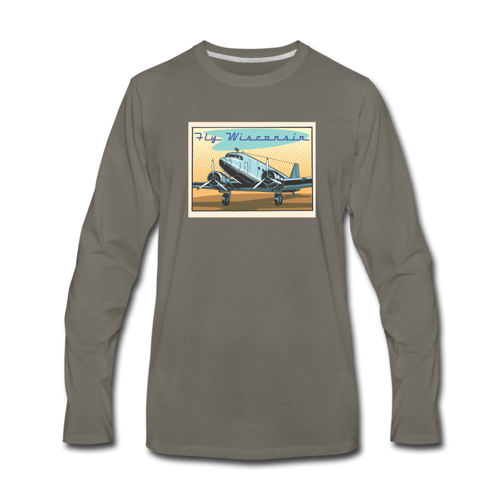 Fly Wisconsin - Men's Premium Long Sleeve T-Shirt - asphalt gray