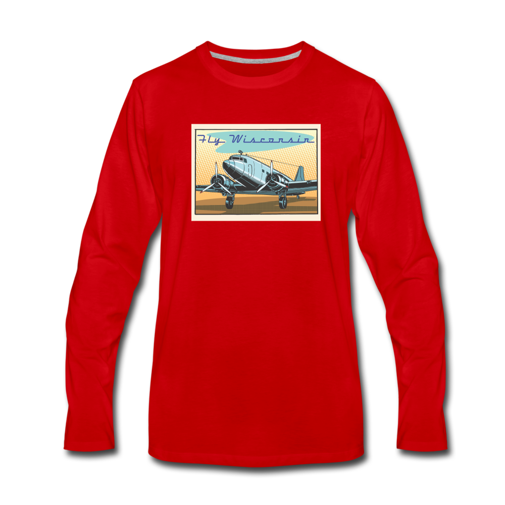 Fly Wisconsin - Men's Premium Long Sleeve T-Shirt - red