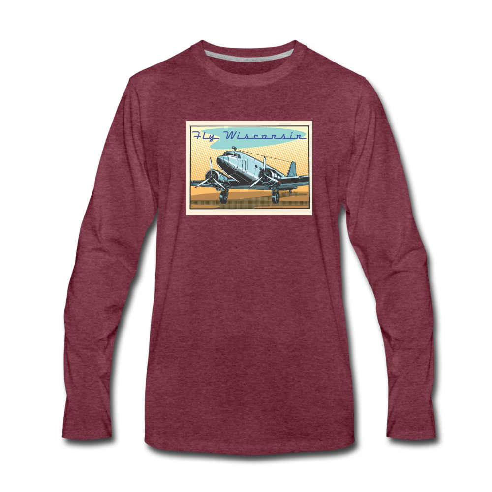 Fly Wisconsin - Men's Premium Long Sleeve T-Shirt - heather burgundy