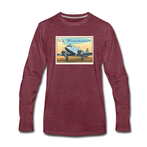 Fly Wisconsin - Men's Premium Long Sleeve T-Shirt - heather burgundy