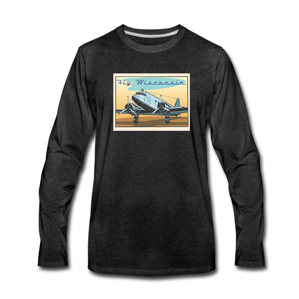 Fly Wisconsin - Men's Premium Long Sleeve T-Shirt - charcoal gray