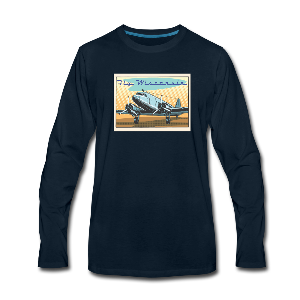 Fly Wisconsin - Men's Premium Long Sleeve T-Shirt - deep navy