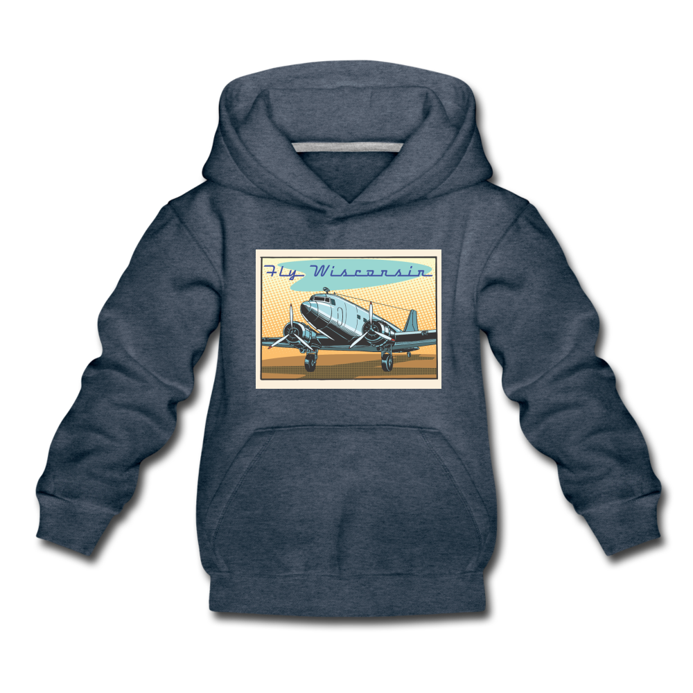 Fly Wisconsin - Kids‘ Premium Hoodie - heather denim