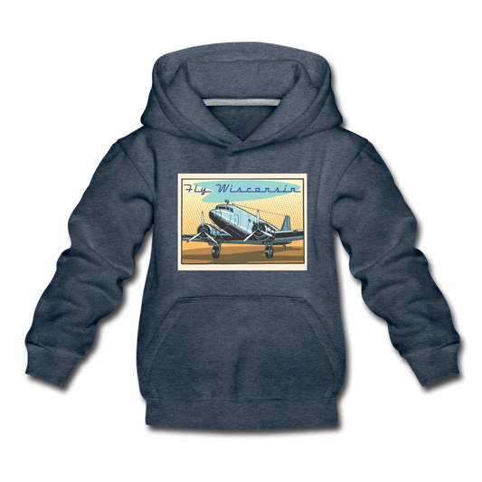 Fly Wisconsin - Kids‘ Premium Hoodie - heather denim