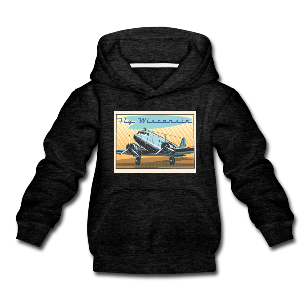 Fly Wisconsin - Kids‘ Premium Hoodie - charcoal gray