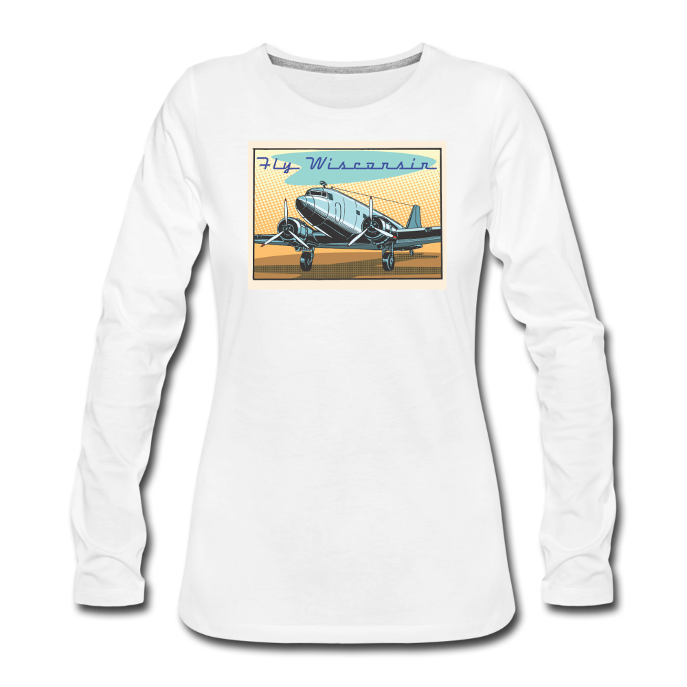 Fly Wisconsin - Women's Premium Long Sleeve T-Shirt - white