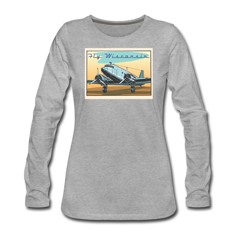 Fly Wisconsin - Women's Premium Long Sleeve T-Shirt - heather gray