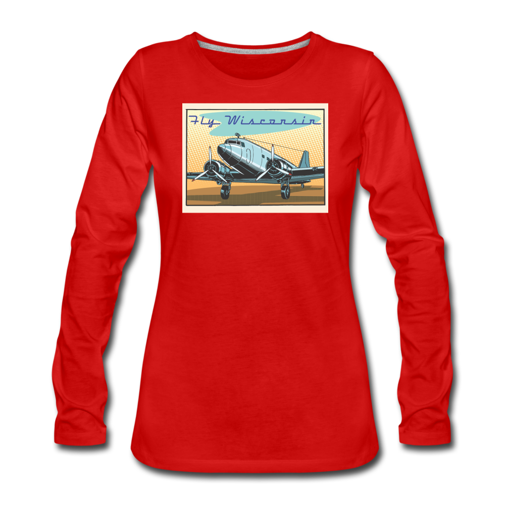 Fly Wisconsin - Women's Premium Long Sleeve T-Shirt - red