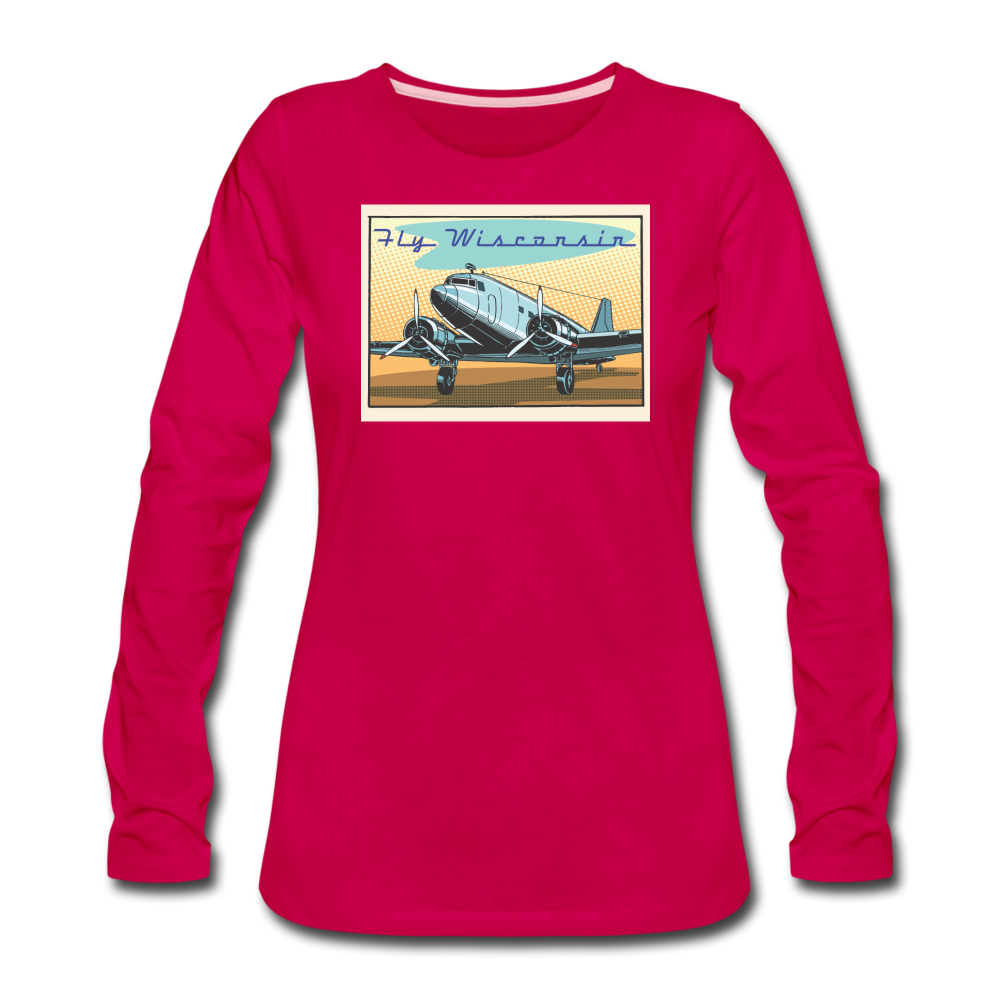 Fly Wisconsin - Women's Premium Long Sleeve T-Shirt - dark pink