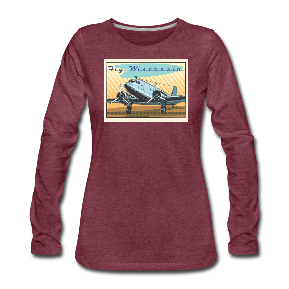 Fly Wisconsin - Women's Premium Long Sleeve T-Shirt - heather burgundy