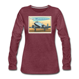 Fly Wisconsin - Women's Premium Long Sleeve T-Shirt - heather burgundy