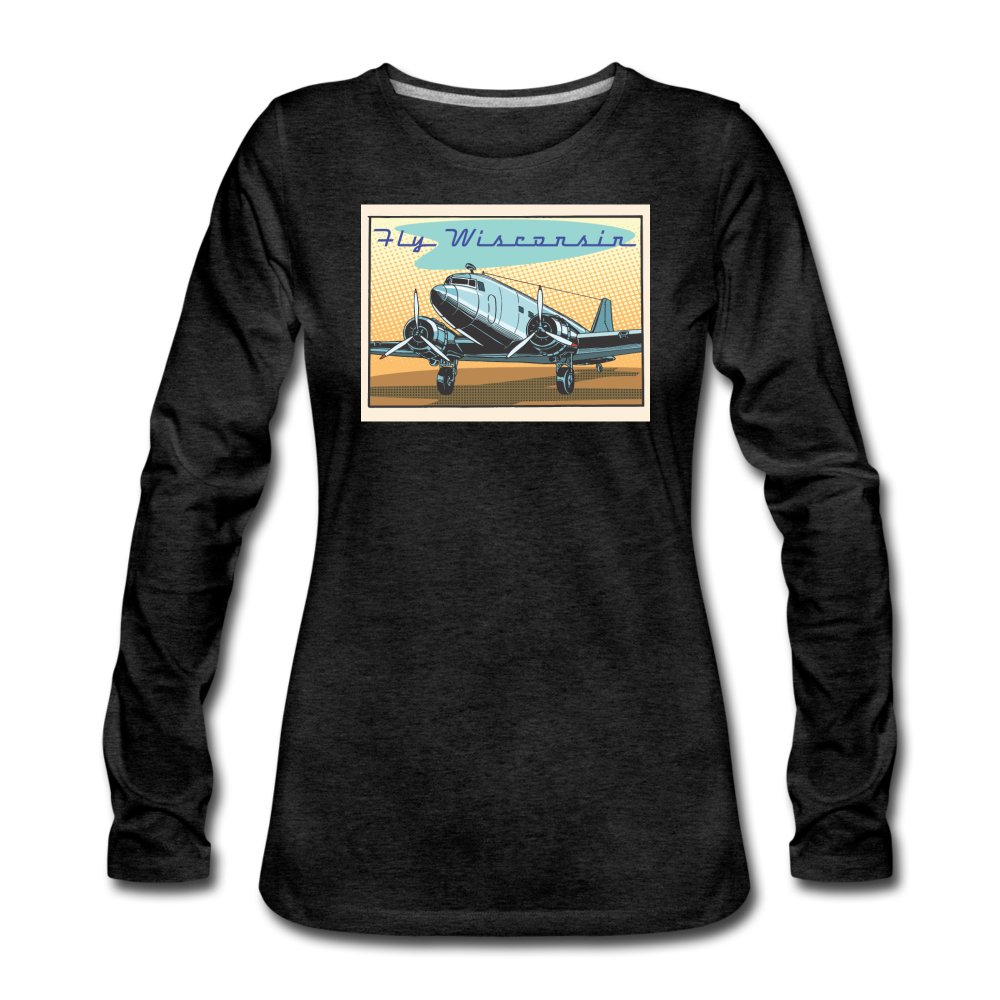 Fly Wisconsin - Women's Premium Long Sleeve T-Shirt - charcoal gray