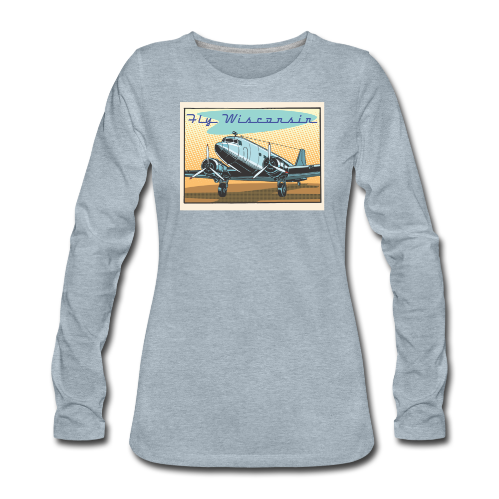 Fly Wisconsin - Women's Premium Long Sleeve T-Shirt - heather ice blue