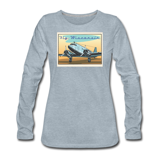 Fly Wisconsin - Women's Premium Long Sleeve T-Shirt - heather ice blue