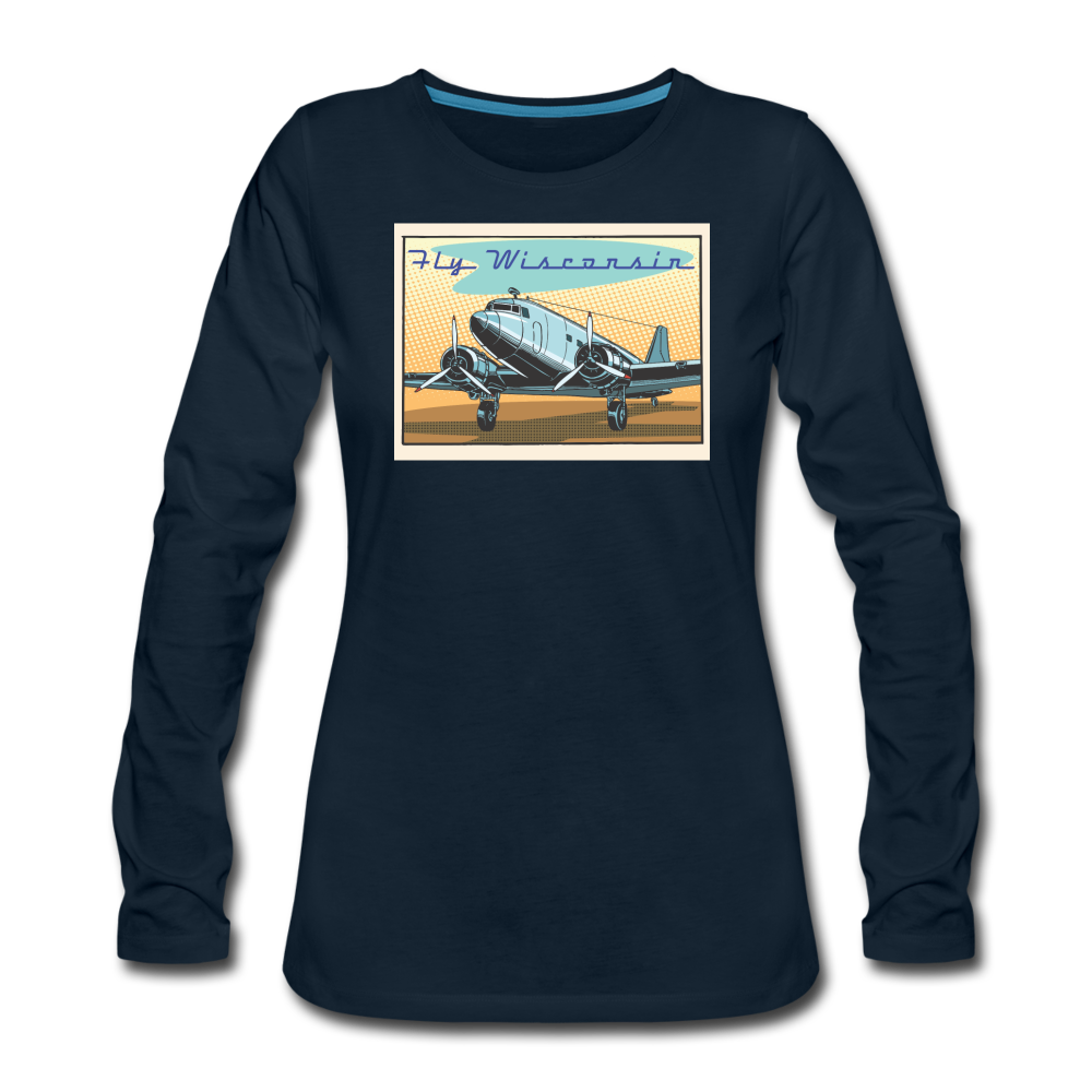 Fly Wisconsin - Women's Premium Long Sleeve T-Shirt - deep navy