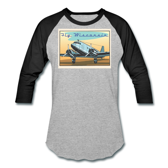 Fly Wisconsin - Baseball T-Shirt - heather gray/black