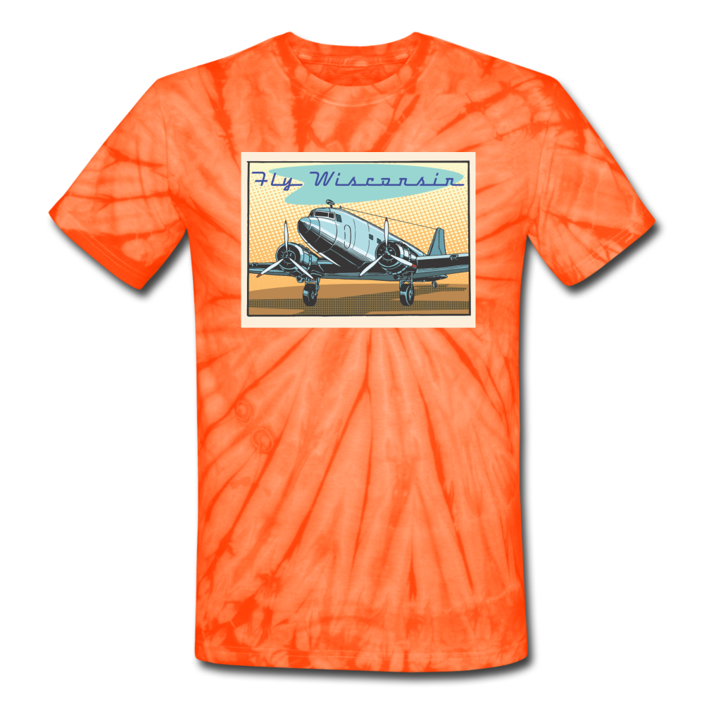 Fly Wisconsin - Unisex Tie Dye T-Shirt - spider orange