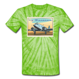 Fly Wisconsin - Unisex Tie Dye T-Shirt - spider lime green
