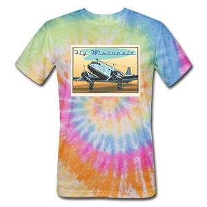 Fly Wisconsin - Unisex Tie Dye T-Shirt - rainbow