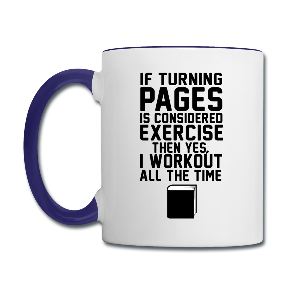 If Turning Pages - Contrast Coffee Mug - white/cobalt blue