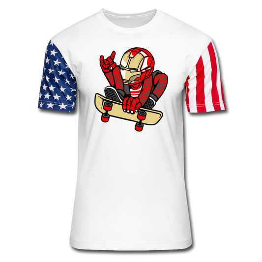 Iron Man - Skateboard - Stars & Stripes T-Shirt - white