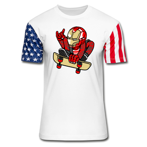 Iron Man - Skateboard - Stars & Stripes T-Shirt - white