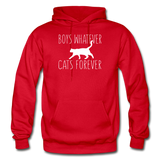 Boys Whatever, Cats Forever - White - Gildan Heavy Blend Adult Hoodie - red