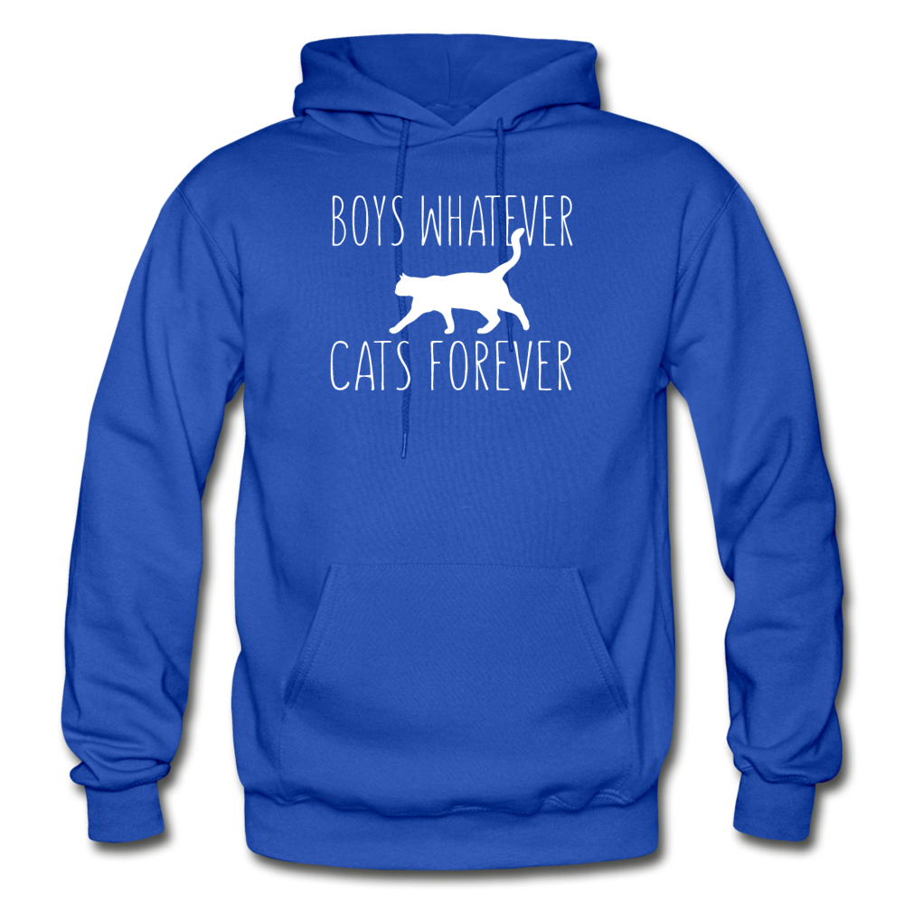 Boys Whatever, Cats Forever - White - Gildan Heavy Blend Adult Hoodie - royal blue