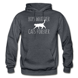 Boys Whatever, Cats Forever - White - Gildan Heavy Blend Adult Hoodie - charcoal gray