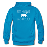 Boys Whatever, Cats Forever - White - Gildan Heavy Blend Adult Hoodie - turquoise