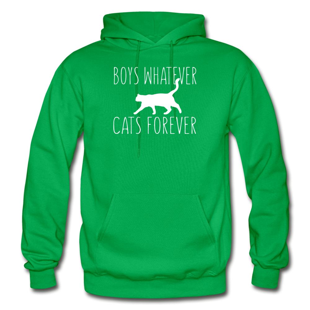 Boys Whatever, Cats Forever - White - Gildan Heavy Blend Adult Hoodie - kelly green